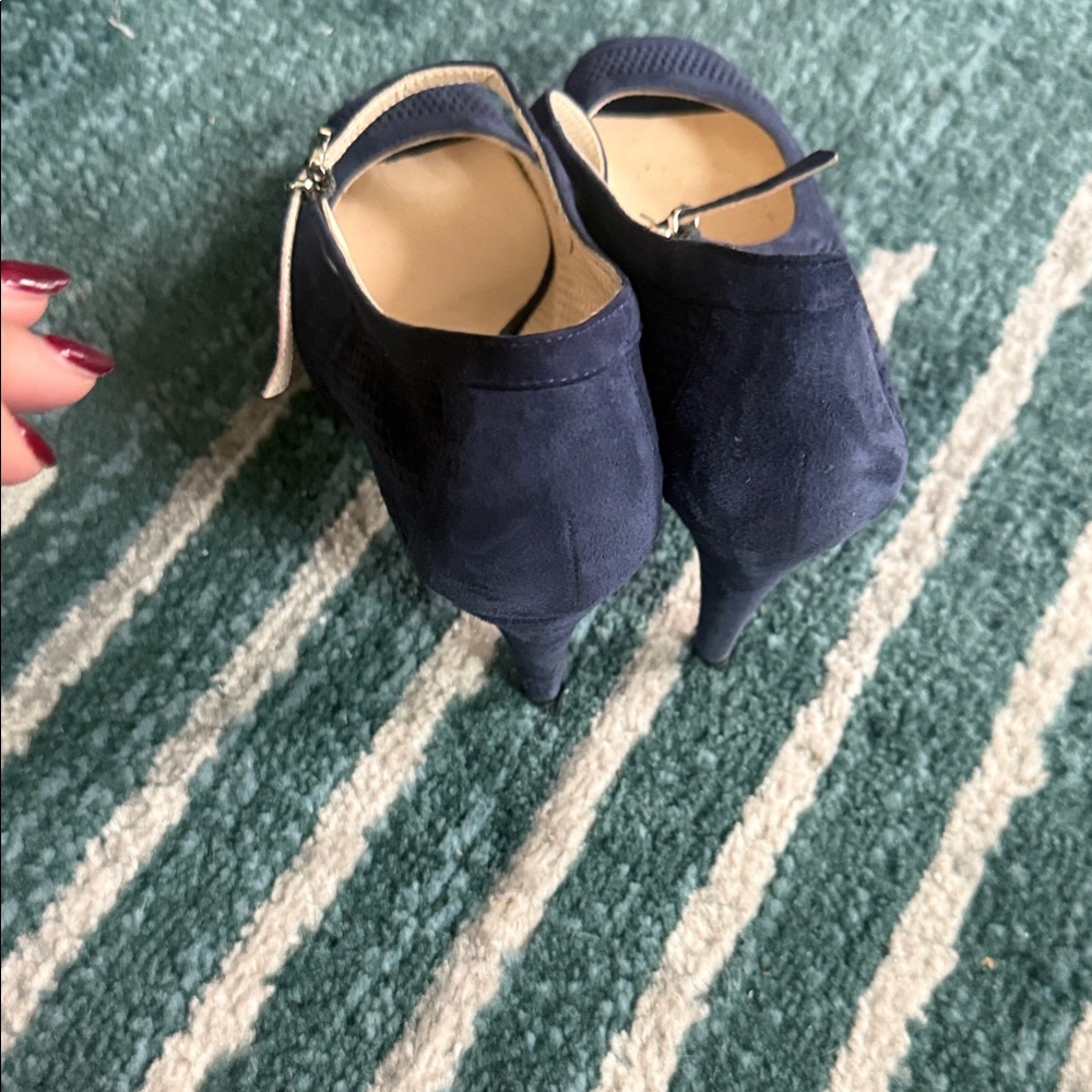 Navy Mary Jane Peep-Toe Heels for Women - Picture 7 of 10